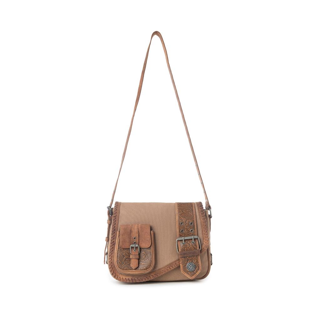 Myra Outlaw's Travels Leather Shoulder Bag in Burnt Sand