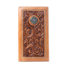 Myra Sheriffâ€™s Crest Handtooled Leather Wallet for Men in Bronco Brown