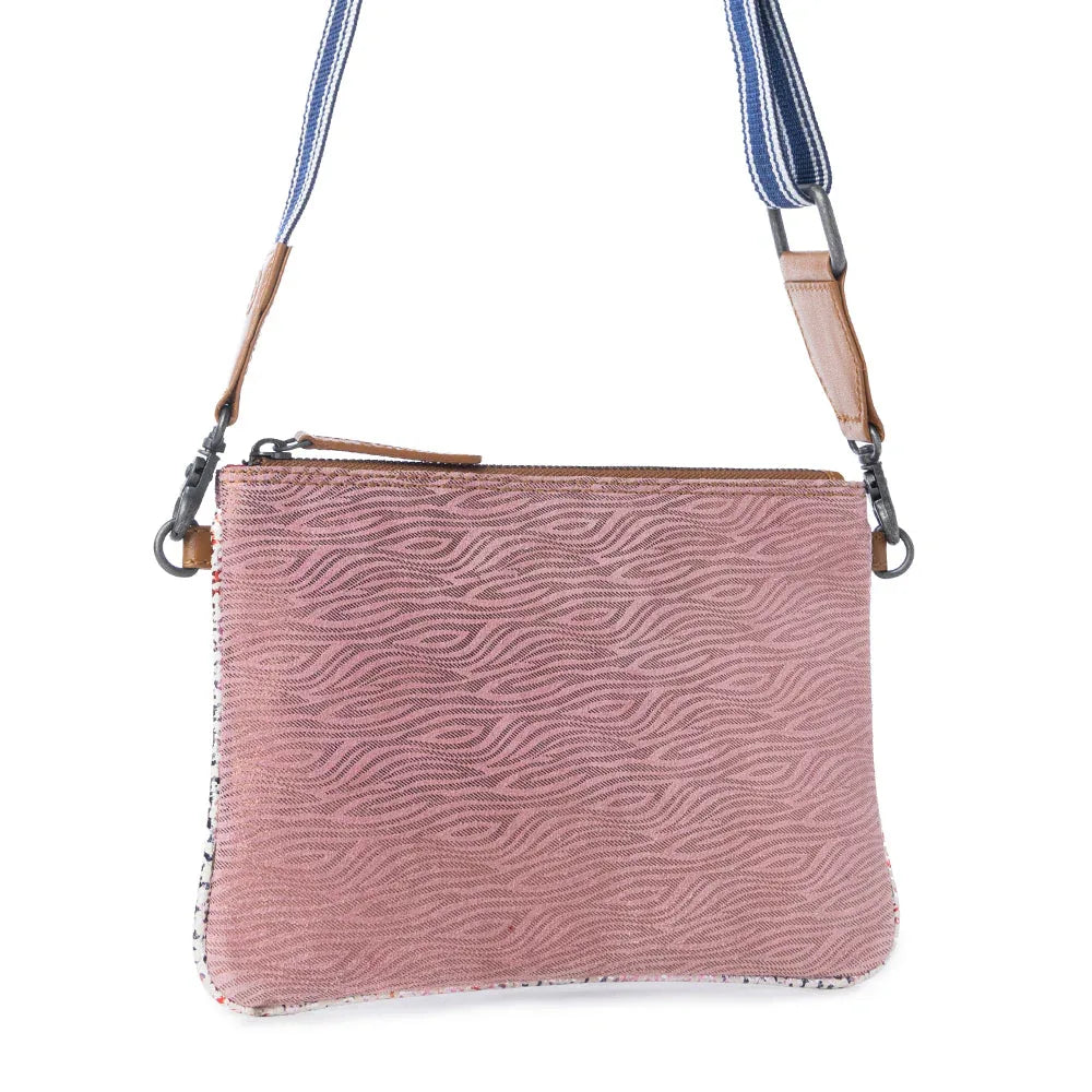 Myra Rosette Trail Leather Bag in Mauve Snake Print