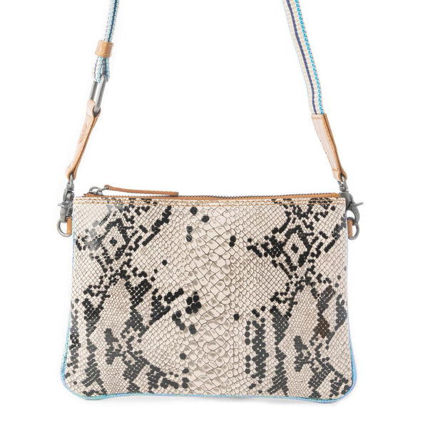 Myra Eden Mirage Leather Bag in Ivory Snake Print