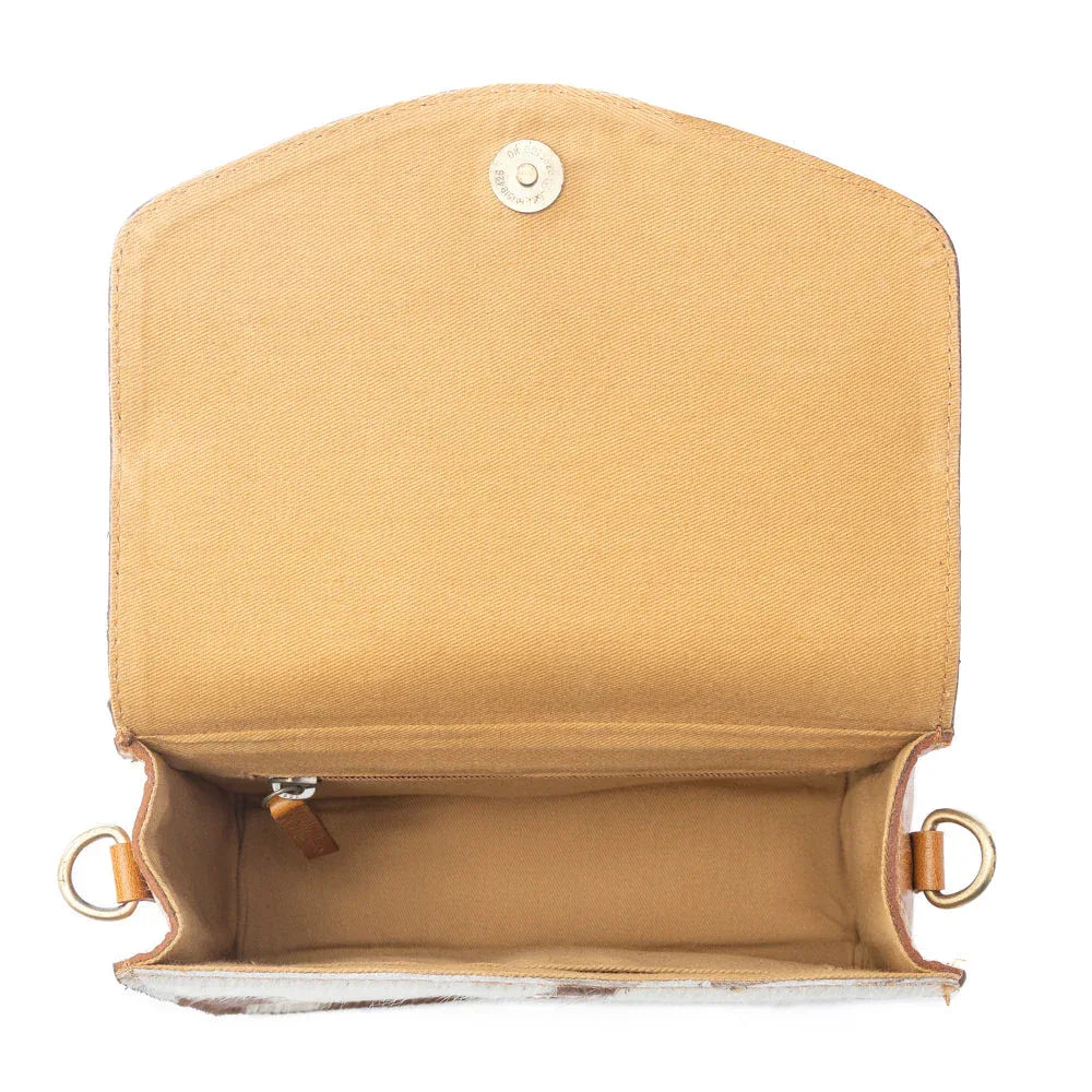 Myra Bridle Blossom Handtooled Hairon Leather Bag in Amber Carve