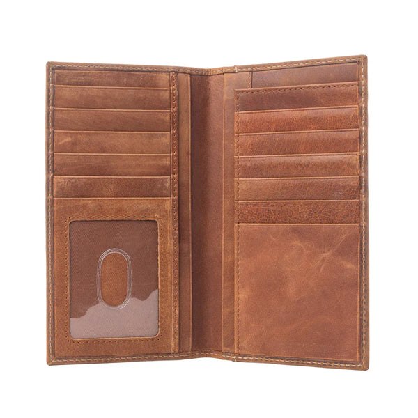 Myra Lariat Crest Hairon Leather Wallet for Men in Rustic Chrome