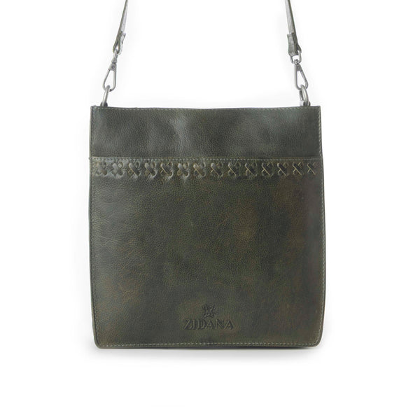 Myra Zidana Mirelle Woven Veg Tanned Leather Sling Bag in Oliva Nero