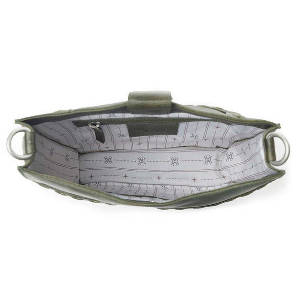 Myra Zidana Mirelle Woven Veg Tanned Leather Sling Bag in Oliva Nero