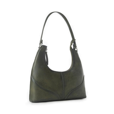 Myra Zidana Winchester Loop Veg Tanned Leather Shoulder Bag in Midnight Olive