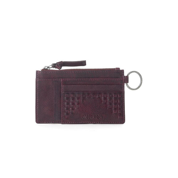 Myra Zidana Vino Braided Veg Tanned Leather Wallet in Noir Rouge