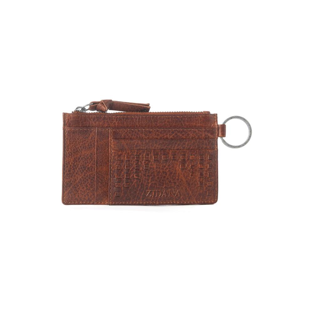 Myra Zidana Vino Braided Veg Tanned Leather Wallet in Chestnut Shine