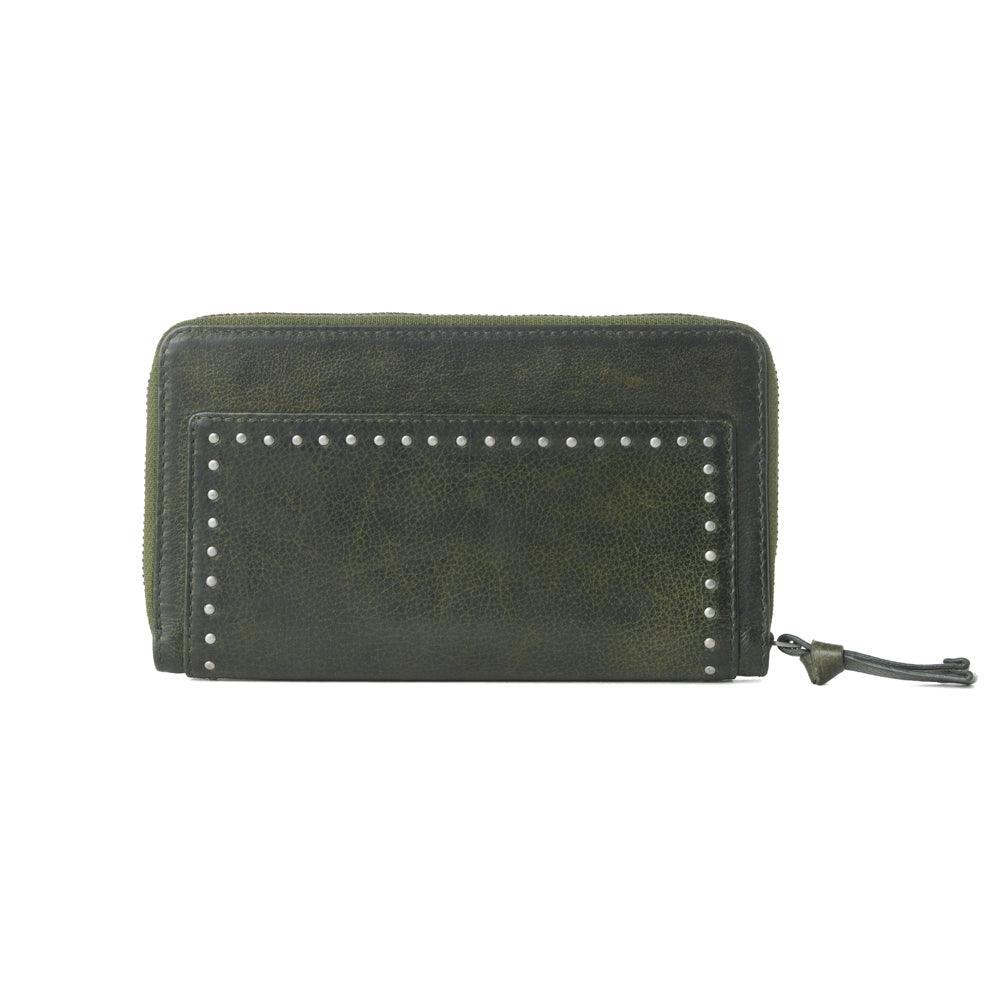 Myra Zidana Astra Studded Veg Tanned Leather Wallet in Velvet Moss