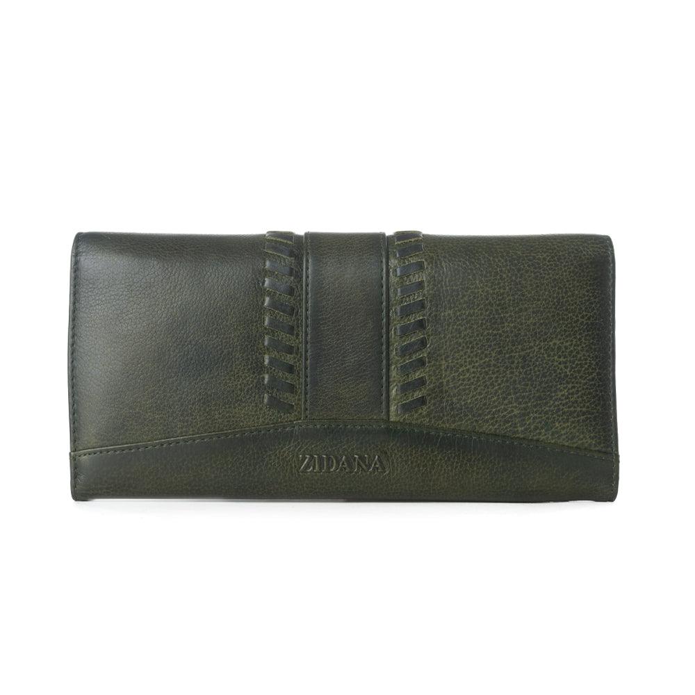 Myra Zidana Santa Fe Woven Veg Tanned Leather Wallet in Luna Green