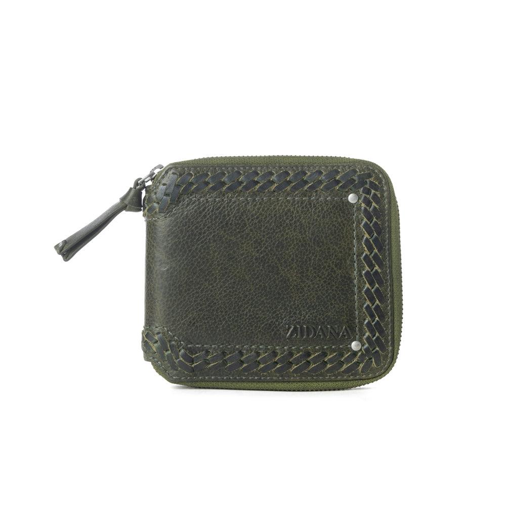 Myra Zidana Dante Men's Veg Tanned Leather Wallet in Army Ivy