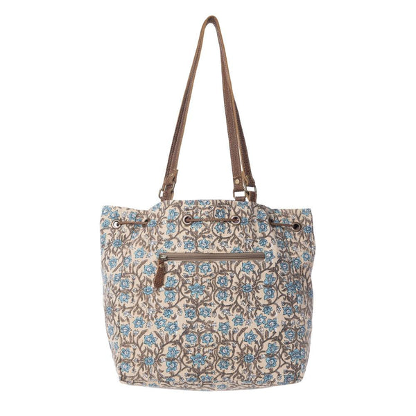 Myra Southern Bloom Cotton & Leather Bucket Bag in Oasis Cream