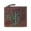 Myra Briar Creek Handtooled Leather Credit Card Holder in Sage Tan