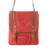 Myra Dustrider upcycled canvas vintage style Concealed-Carry bag for Women in red with leather detail