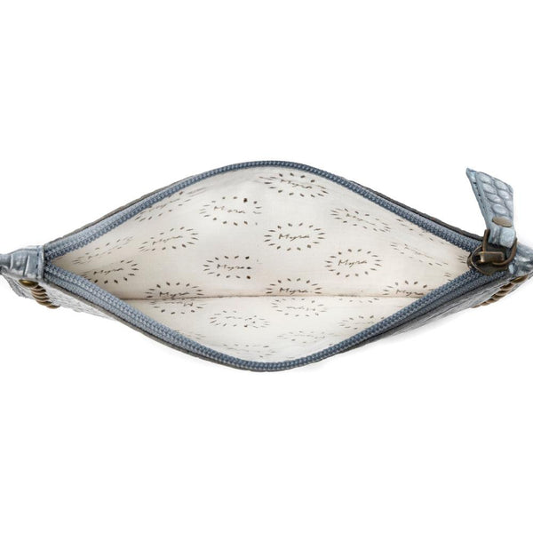 Myra Petalwild Western Wallet for Women in blue sage with embossed detail