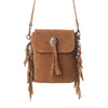 Myra Prairie Drift Fringed Leather Bag in Rodeo Bronze with Concho Accent