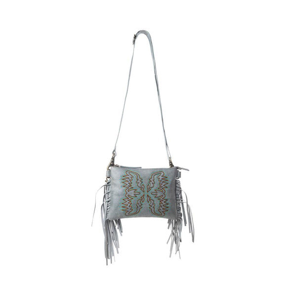 Myra ThunderFly Fringed Leather Bag in Silver Dust