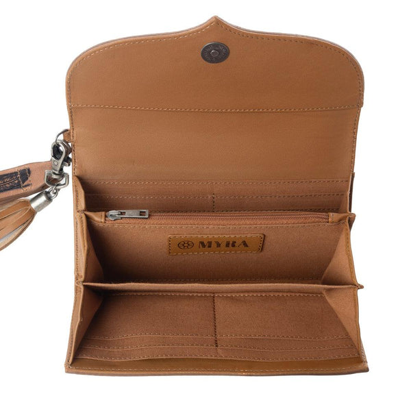 Myra Wildflower Story Handtooled Leather Wallet in Earth Bloom