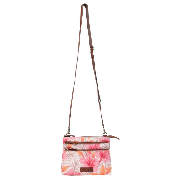 Myra Maple Ridge Cotton & Leather Crossbody Bag in Rose Petal
