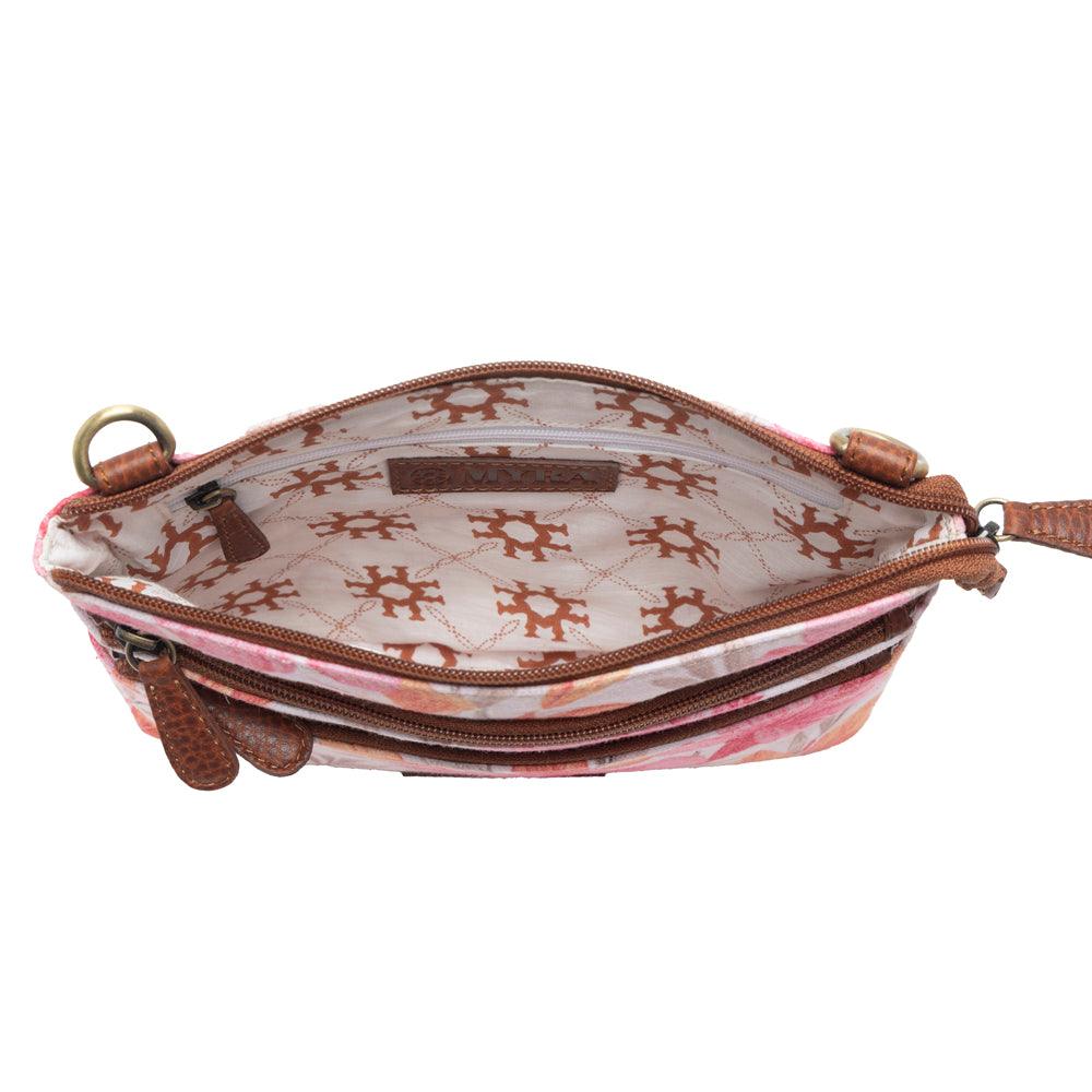 Myra Maple Ridge Cotton & Leather Crossbody Bag in Rose Petal
