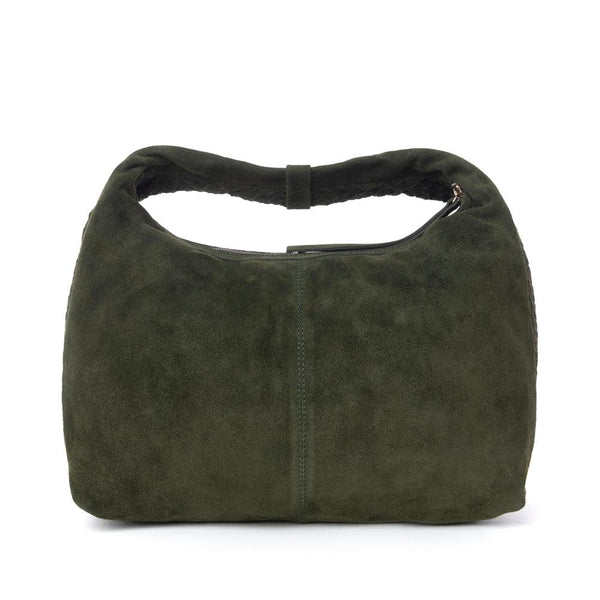 Myra Saddle Weave Genuine Suede Leather Bag in Olive Moss