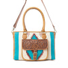 Myra Prairie Aztec Hairon Leather Bag with Front Pocket in Canyon Teal