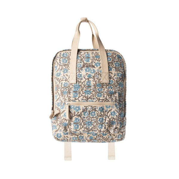 Myra Pine Meadow Cotton & Leather Crossbody Bag in Natural & Blue Floral