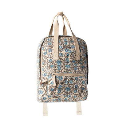 Myra Pine Meadow Cotton & Leather Crossbody Bag in Natural & Blue Floral