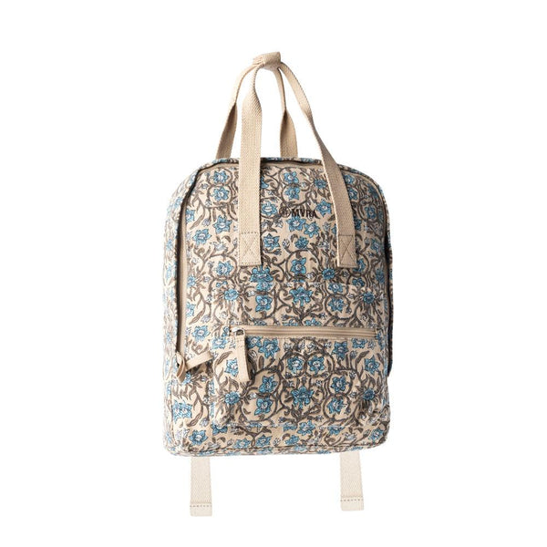 Myra Pine Meadow Cotton & Leather Crossbody Bag in Natural & Blue Floral