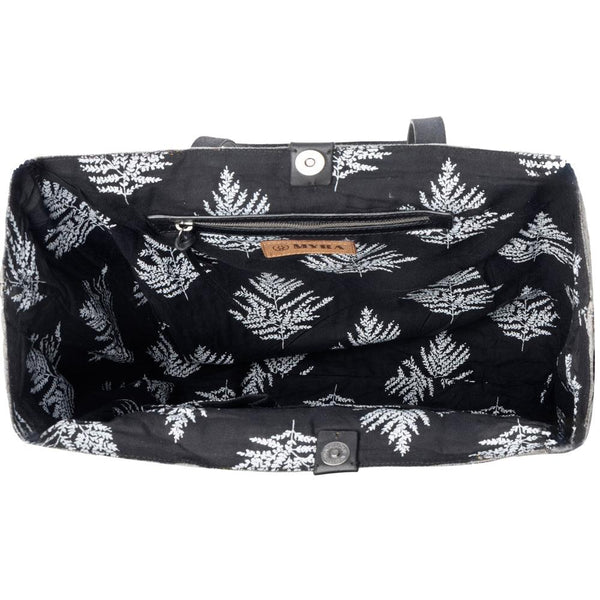 Myra Billyjean Western denim Tote Bag for Women in denim black with leather detail