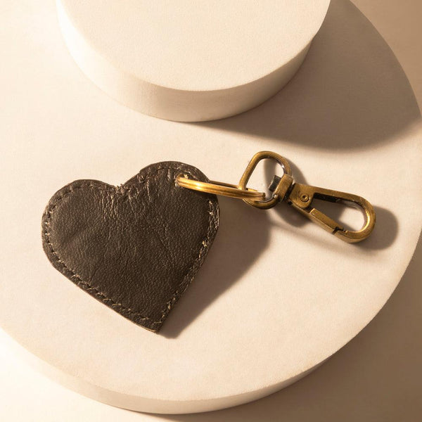 Myra Moonhide Heart Western Key Fob in light brown with hairon detail