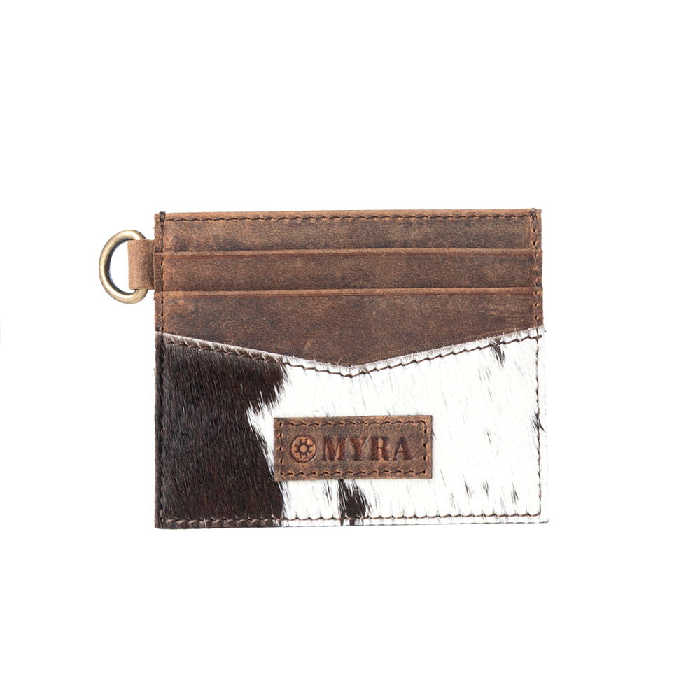 Myra Cowtown Card Holder for Women in black with hair-on detail