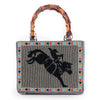 Myra Free Rein Western hand beaded Bag in grey with bamboo handle and horse embroidery