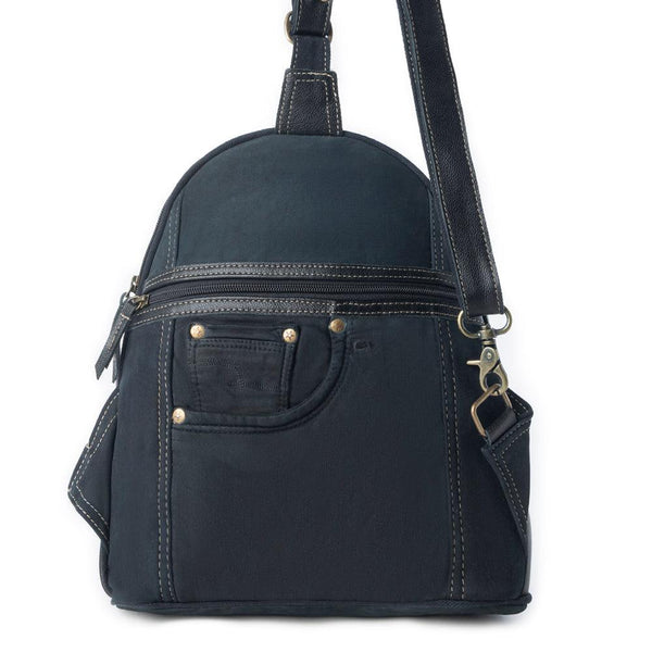 Myra Bandit Denim Fanny Pack Bag for Women in blue with denim and Front Pocket