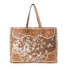 Myra Cartwright Hand-Tooled Bag in Tan & White