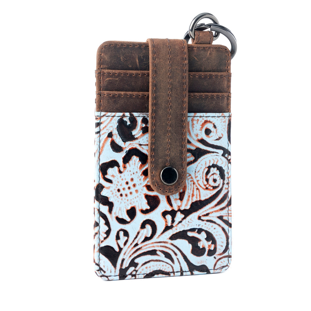 Myra Roper Embossed Card Holder for Women in blue with printed detail