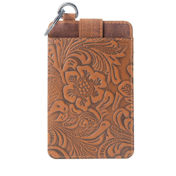 Myra Roper Card Holder for Women in brown with Embossed detail
