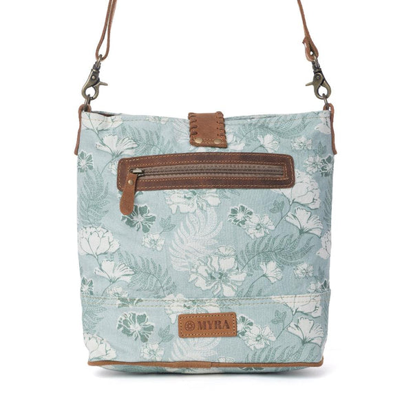 Myra Sagefield Cotton & Leather Shoulder Bag in Mint Brown