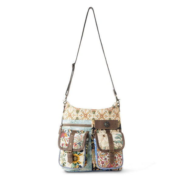 Myra Le Fleur Bel Cowgirl Shoulder Bag for Women in yellow floral with leather and Concho details