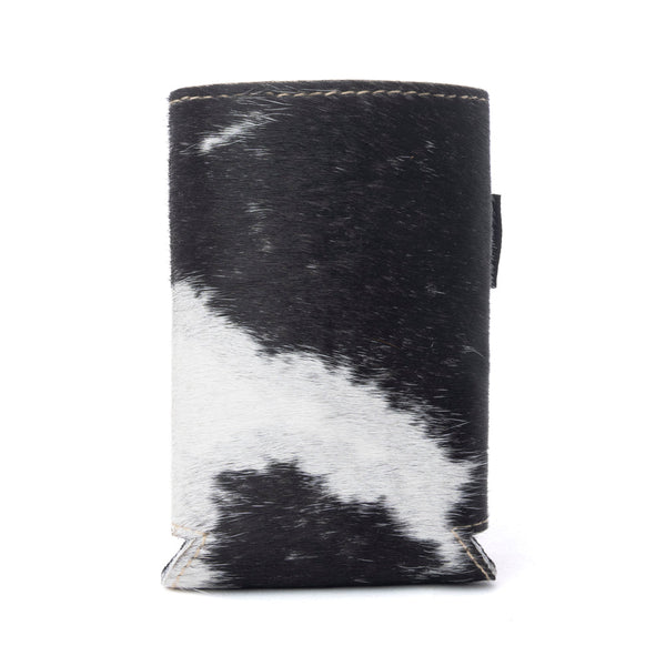 Myra Birch Valley Hairon Leather Beer Can Holder in Ivory Slate