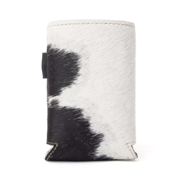 Myra Birch Valley Hairon Leather Beer Can Holder in Ivory Slate