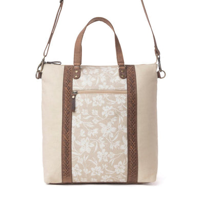 Myra Sunfield Haven Cotton & Leather Tote Bag in Timber Cream