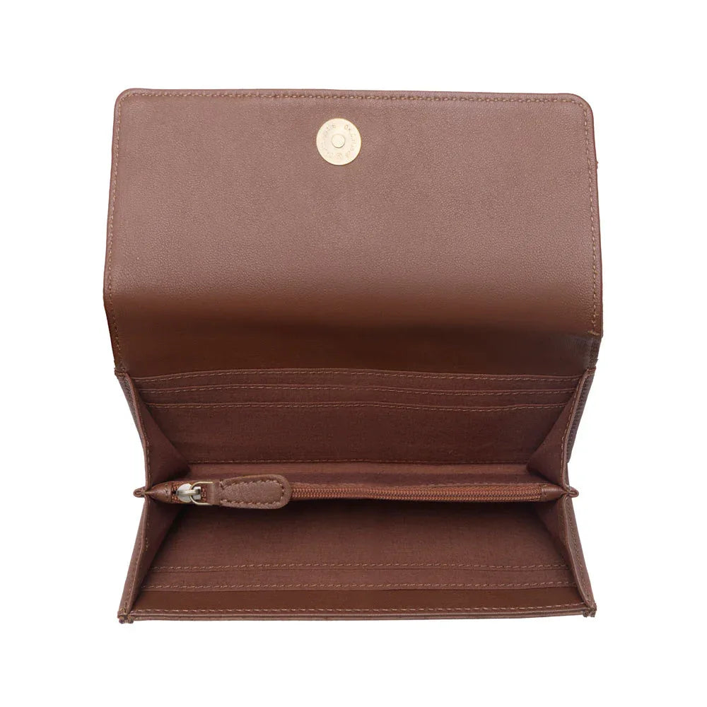 Myra Rustwood Concho Leather Women’s Wallet in Charcoal Cream