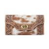 Myra Fern Pass Handtooled Hairon Leather Women’s Wallet in Warm Caramel