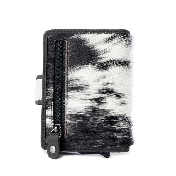 Myra Dune Star Hairon Leather Credit Card Holder in Black & White
