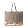 Myra Ranger Hide Western Weekender Bag for Women in olive with hairon detail