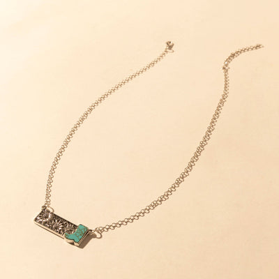 Myra Cowgirl Boot Charm Necklace for Women in Moonlit and Turquoise