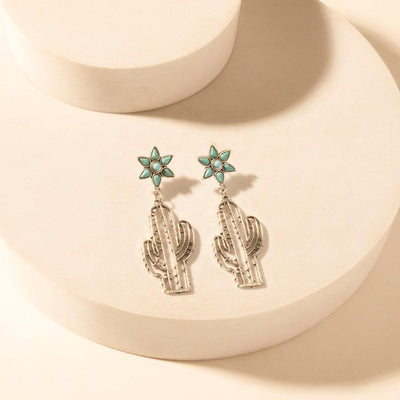 Myra Cactus Kiss Turquoise Drop Earrings for Women