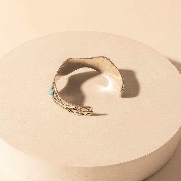 Myra Sedona Stone Cuff for Women with turquoise stones and engraved detail in premium style
