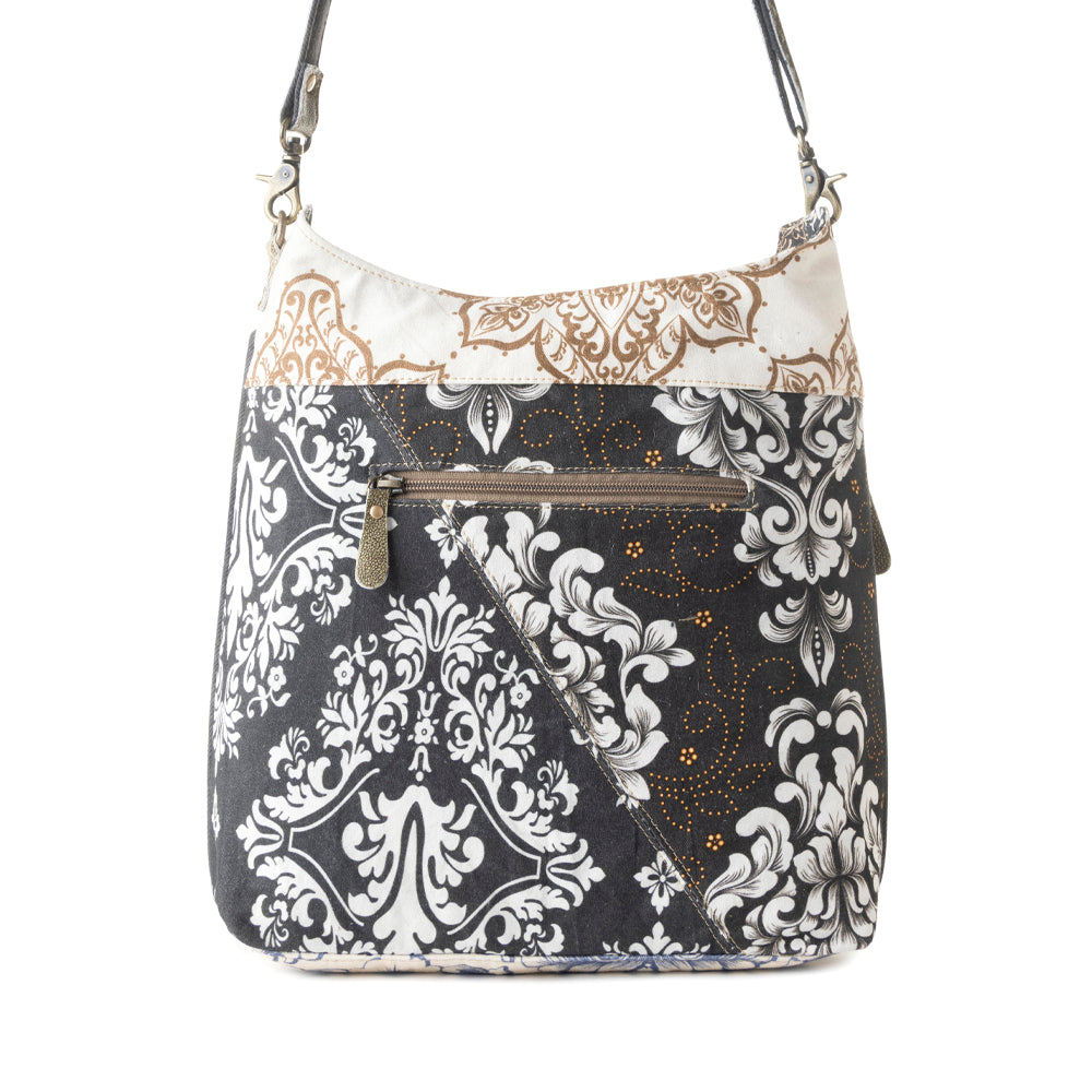 Myra Le Fleur Bel Cowgirl Shoulder Bag for Women in blue floral with leather and Concho details