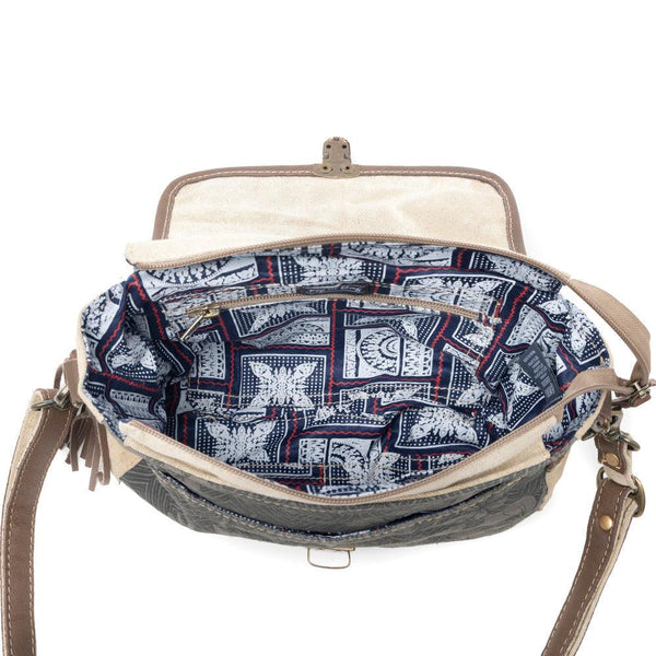 Myra Meadowhide Western Shoulder Bag for Women in Brown with hairon flap